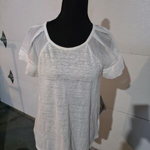 Rebecca Taylor White Sheer Sleeve Blouse